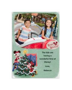 Mickey & Minnie Retro Happy Holidays Personalized Card